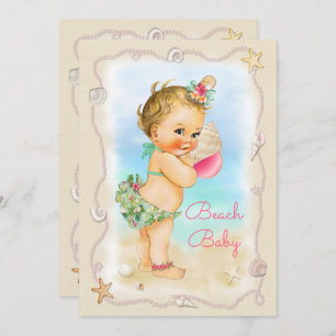 Invitación Concha rubia Shell Baby Shower del bebé de la