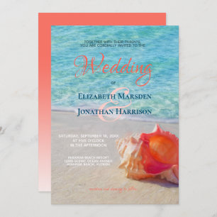 Invitación Concha tropical de playa Conch Shell moderno Boda