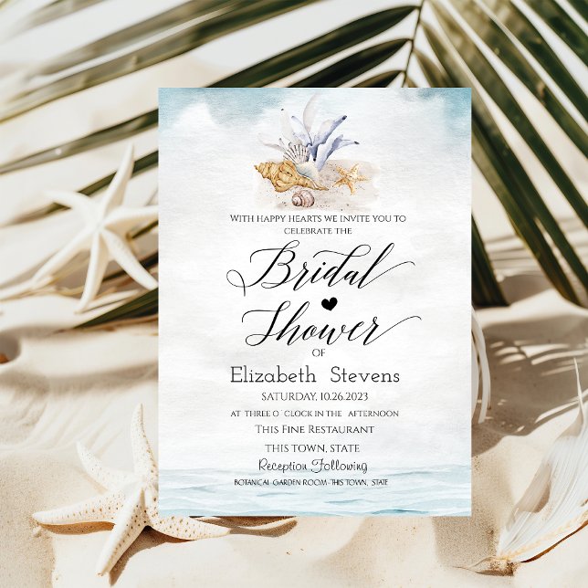 Invitación Conchas de acuarela,ducha de novia del mar  (Subido por el creador)