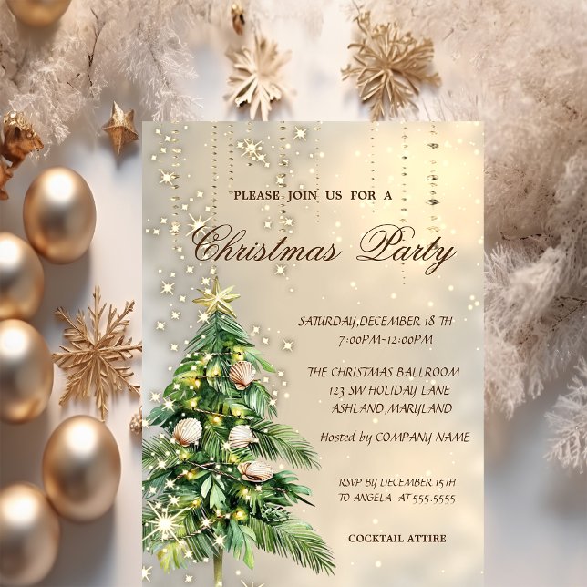 Invitación Conchas de árbol de Navidad Fiesta de Navidad (Subido por el creador)