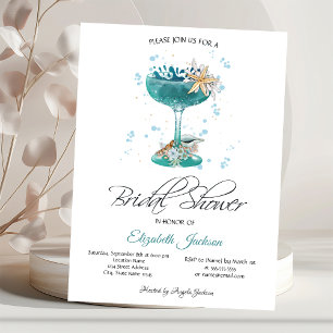 Invitación Conchas de Cocktail para Bridal Shower de Verano