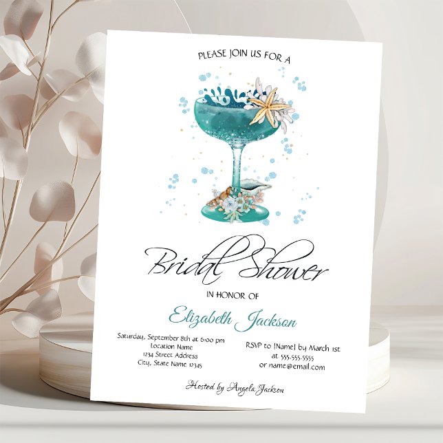 Invitación Conchas de Cocktail para Bridal Shower de Verano (Subido por el creador)