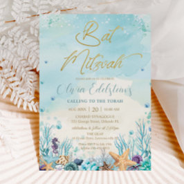 Invitación Conchas de coral de la playa bajo el mar Bat Mitzv