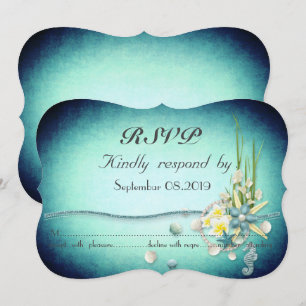 Invitación Conchas,Flores RSVP