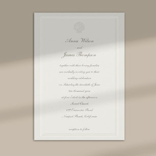 Invitación Conchas Marinas Costeras Ecru Formal Nupcial