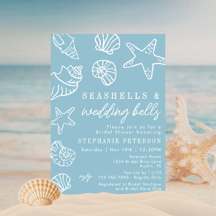 Invitación Conchas marinas y campanas de boda Bridal Shower M