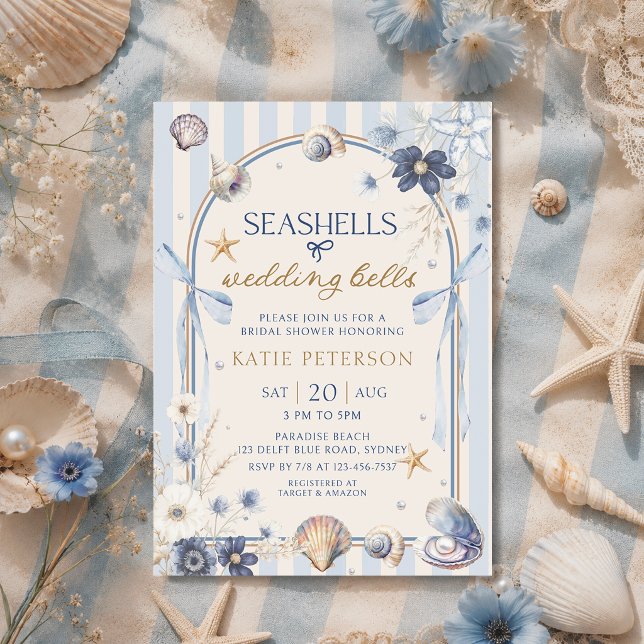 Invitación Conchas marinas y campanas de boda Despedida de so (Subido por el creador)