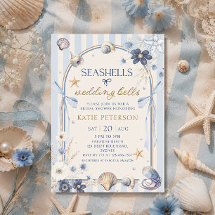 Invitación Conchas marinas y campanas de boda Despedida de so