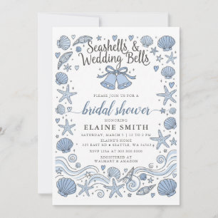 Invitación Conchas marinas y campanas de boda Despedida de so