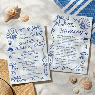 Invitación Conchas marinas y campanas de boda Fiesta de solte