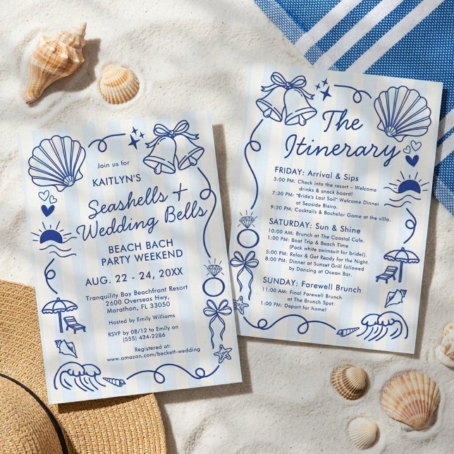 Invitación Conchas marinas y campanas de boda Fiesta de solte (Subido por el creador)