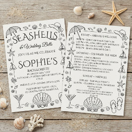 Invitación Conchas marinas y campanas de boda Playa Soltera