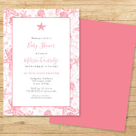 Invitación Conchas marinas y Chicas de peces estrella de Baby