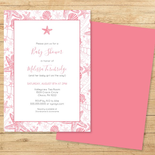 Invitación Conchas marinas y Chicas de peces estrella de Baby (Subido por el creador)