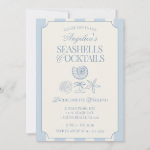 Invitación Conchas marinas y cócteles itinerario de despedida