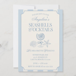 Invitación Conchas marinas y cócteles itinerario de despedida