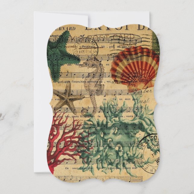 Invitación conchas tropicales costeras de coral caballitos de (Anverso)