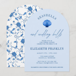 Invitación Conchas y Campanas de Boda Costeras DUCHA NUPCIAL