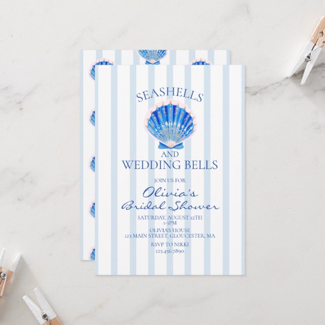 Invitación Conchas y campanas de boda Despreocupada ducha de  (Anverso/Reverso In Situ)