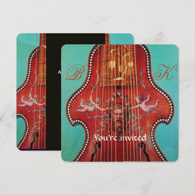 Invitación CONCIERTO DE MÚSICA ANTIGUA,BODA Monograma Red Lyr (Anverso / Reverso)