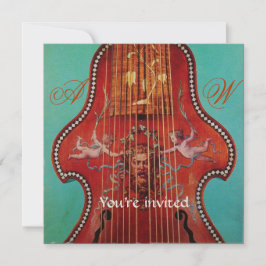 Invitación CONCIERTO DE MÚSICA ANTIGUA, BODA, Monograma Rojo 