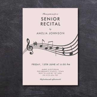Invitación Concierto de música recital senior notas de música