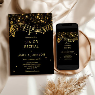 Invitación Concierto de Música Senior Elegante Negro Oro