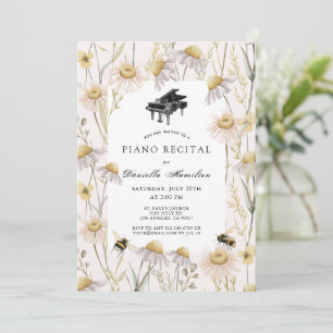 Invitación Concierto de piano de manzanillas rosadas y abejas