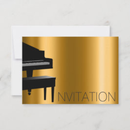 Invitación Concierto de piano Minimalismo formal Vip Oro negr
