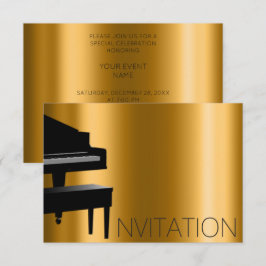 Invitación Concierto de piano Minimalismo formal Vip Oro negr