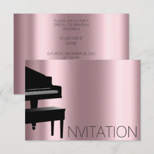 Invitación Concierto de piano Minimalismo formal Vip Rosa Neg