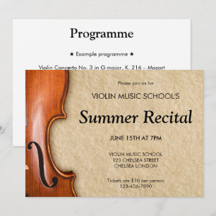 Invitación Concierto de Recital de Violín Música Clásica