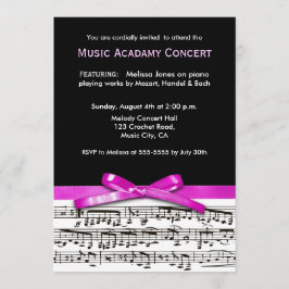 Invitación Concierto de recitales de música en blanco y negro