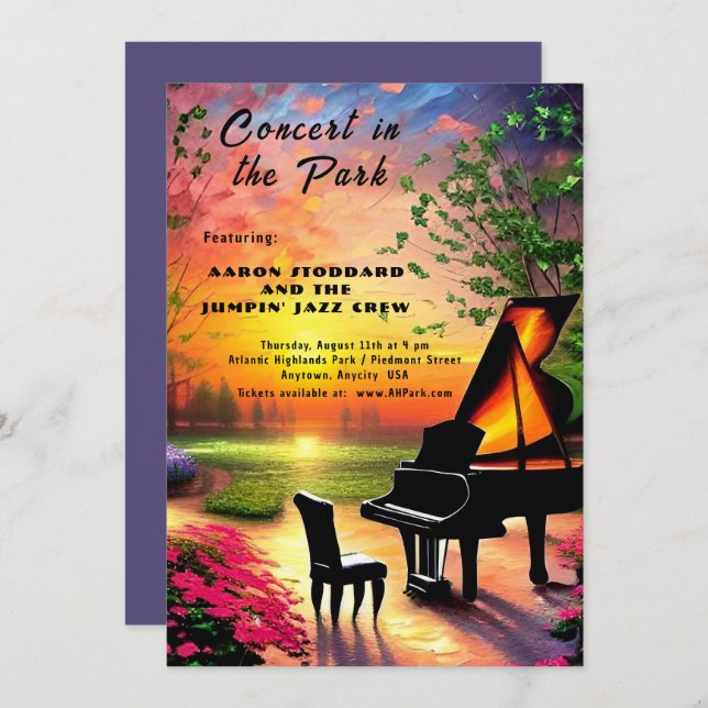 Invitación Concierto en el parque (Anverso / Reverso)