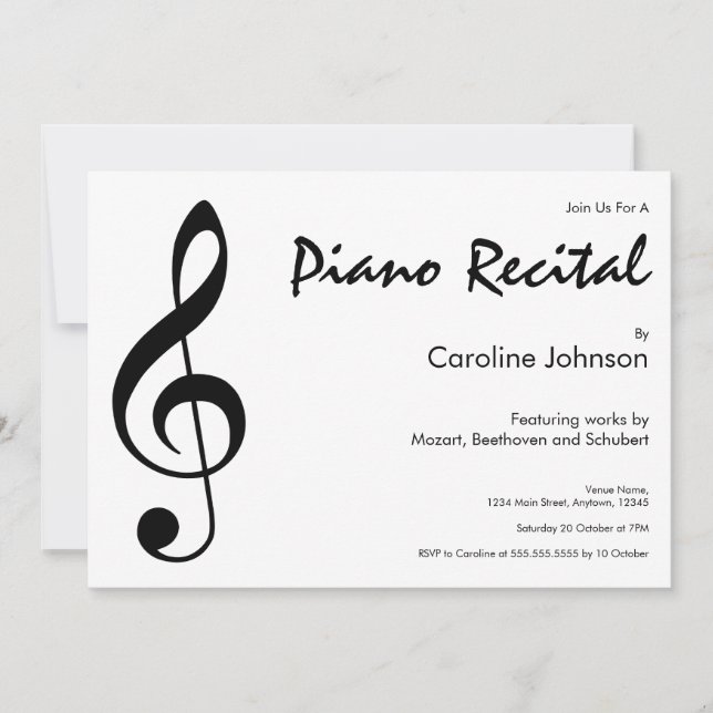 Invitación Concierto moderno elegante del decreto de la (Anverso)