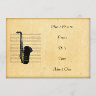 Invitación Concierto musical admite el tema del saxofón