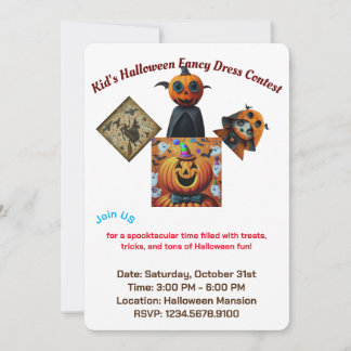 Invitación Concurso de la fiesta de Halloween de moda para ni