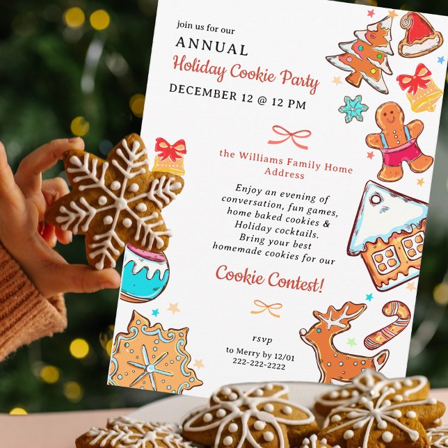 Invitación Concurso de Repostería de Intercambio de Galletas  (Christmas Gingerbread Cookie Swap Baking Contest Cookie Exchange Invitation)
