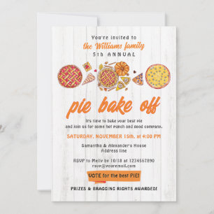 Invitación Concurso de Repostería Rústica Amigosgiving Pastel