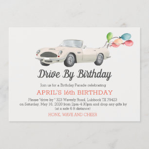 Invitación Conducción de cumpleaños convertible por invitació