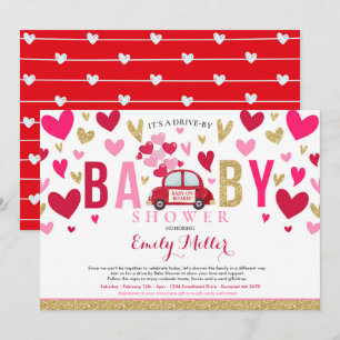 Invitación Conducción De Valentine Baby Shower Cariño Rosa Ro