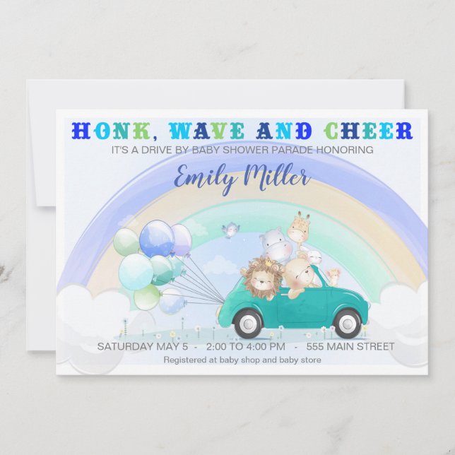 Invitación Conducción en la jungla por bebé invitado a la duc (Anverso)