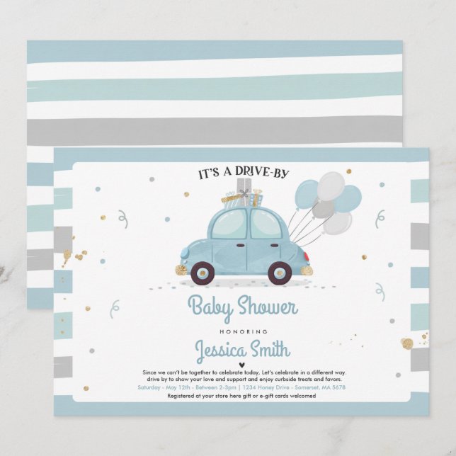 Invitación Conducción por Baby Shower Invitation Boy Baby Sho (Anverso / Reverso)