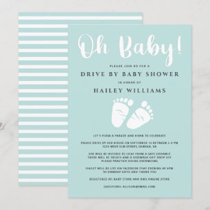 Invitación Conducción Por Baby Shower Oh Baby Pies Blancos