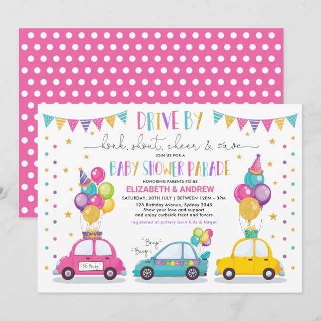 Invitación Conducción Por Chica De Cuarentena Del Desfile De  (Anverso / Reverso)