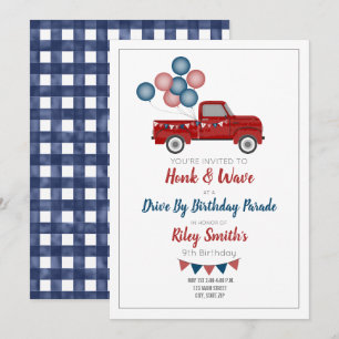 Invitación Conducción por cumpleaños Fiesta de distanciamient