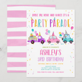 Invitación Conducción Por Desfile De Fiestas De Cumpleaños A 