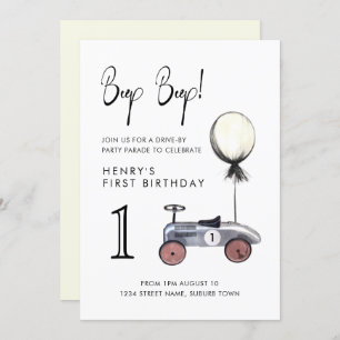 Invitación Conducción por el Desfile de Cumpleaños Auto Socia