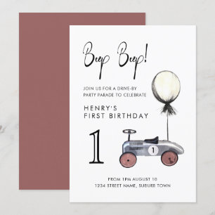 Invitación Conducción por el Desfile de Cumpleaños Auto Socia
