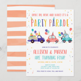 Invitación Conducción Por El Desfile De Fiestas De Cumpleaños